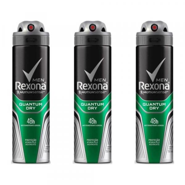 Rexona Mem Quantum Dry Desodorante Aerosol 90g (Kit C/03)