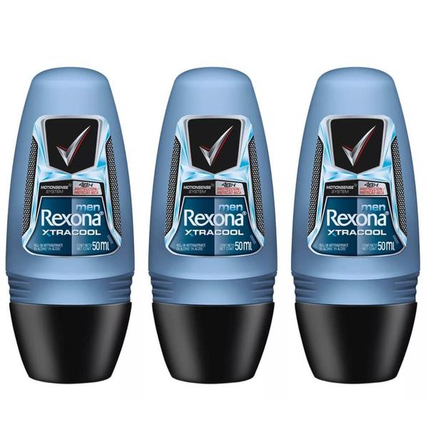 Rexona Men Extra Cool Desodorante Rollon Masculino 50ml (Kit C/03)