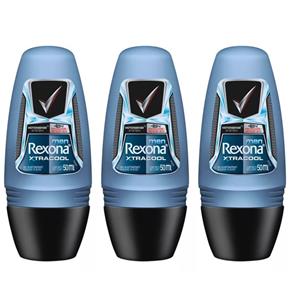 Rexona Men Extra Cool Desodorante Rollon Masculino 50ml - Kit com 03
