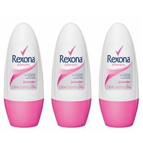 Rexona Powder Desodorante Rollon Feminino 50ml - Kit com 03