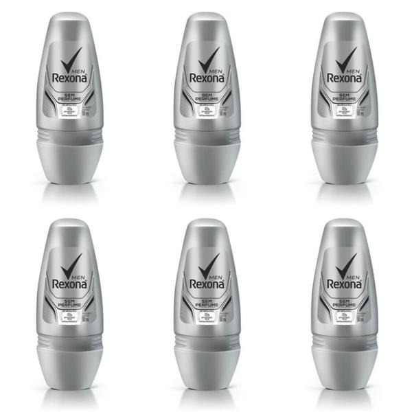Rexona S/ Perfume Desodorante Rollon Masculino 50ml (Kit C/06)