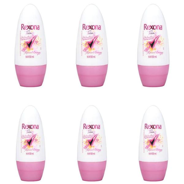 Rexona Teens Desodorante Rollon Feminino 50ml (Kit C/06)