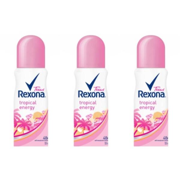 Rexona Teens Tropica Energy Desodorante Aerosol Feminino 62g (kit C/03)