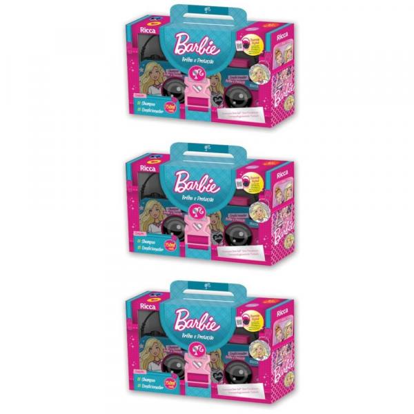 Ricca Barbie Brilho e Proteção Shampoo + Condicionador 250ml (Kit C/03)