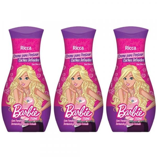 Ricca Barbie Cachos Definidos Creme P/ Pentear 250ml (Kit C/03)