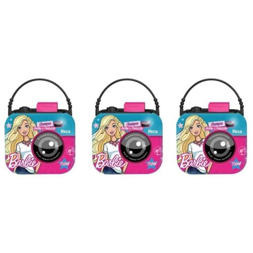 Ricca Barbie Câmera Digital Brilho Proteção Shampoo 250ml (kit C/03)