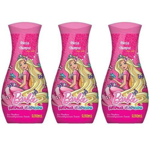 Ricca Barbie Reinos Mágicos Shampoo 250ml (kit C/03)
