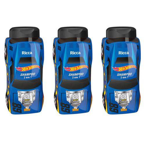Ricca Hot Wheels 2em1 Turbinado Shampoo 300ml (kit C/03)