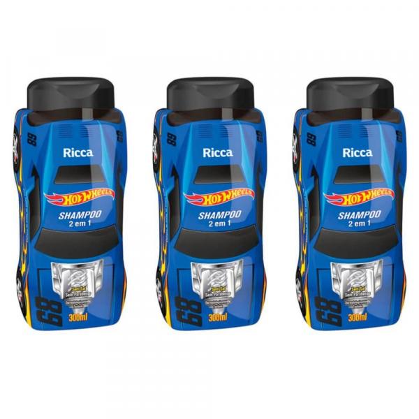 Ricca Hot Wheels 2em1 Turbinado Shampoo 300ml (Kit C/03)