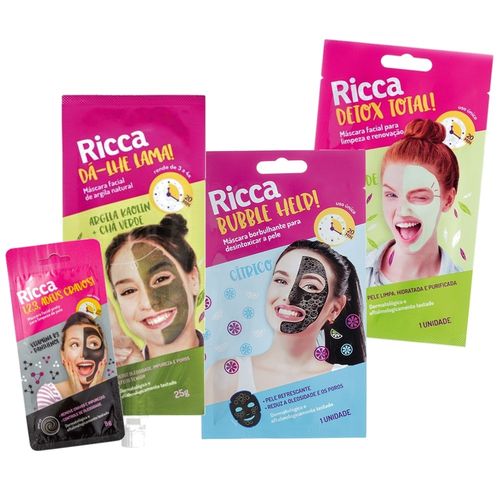 Ricca Kit Máscara Facial C/4