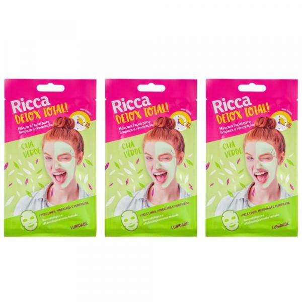 Ricca Máscara Facial Detox Chá Verde C/1 (Kit C/03)