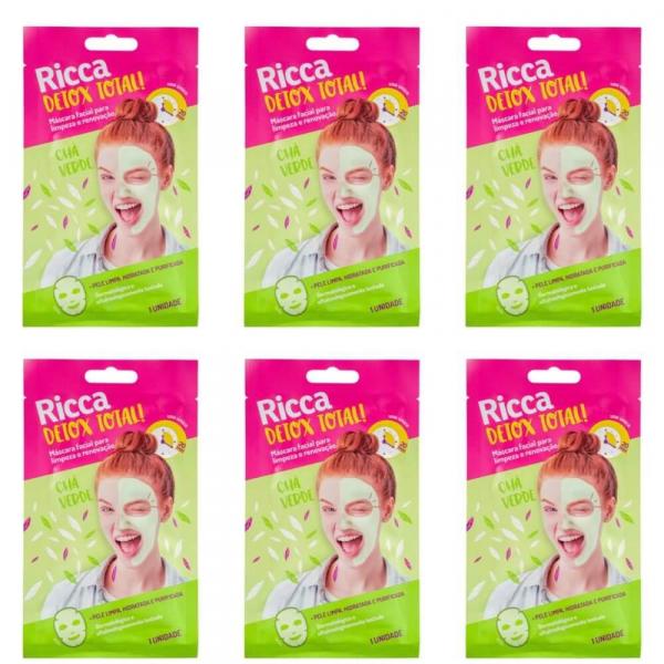 Ricca Máscara Facial Detox Chá Verde C/1 (Kit C/06)