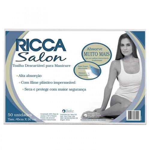Ricca Salon Toalha Descartável para Manicure 50 Unid (45cm X 30cm)