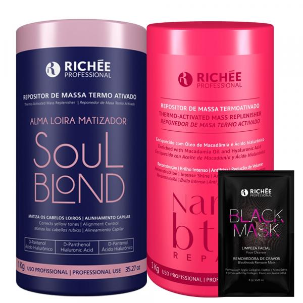 Richée Nano Botox+Suol Blonde+Brinde Black Mask Facial 2x 1L - Richée Professional