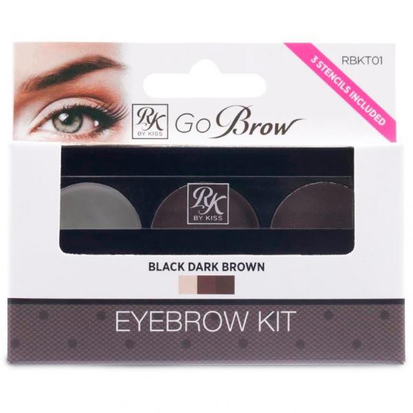 Rk Kiss New York Go Brow Eyebrow Kit - Black Dark Brown