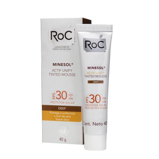 Roc Minesol Protetor Solar Actif Unify Tinted Mousse Deep Fps30 40g