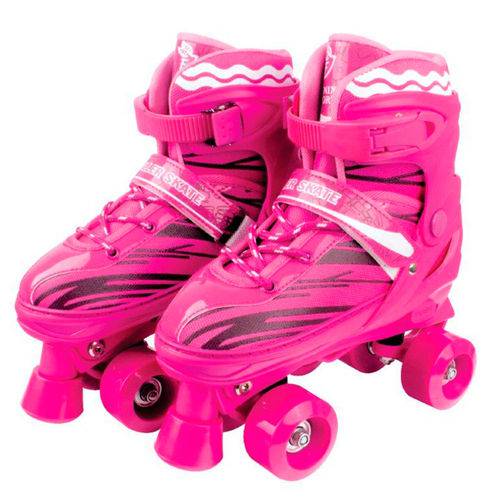 Roller Skate Patins Ajustável - Rosa