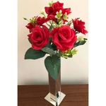 Rosa Artificial X6 Flores Vermelha