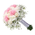 Rosa + Branco Simulate Babysbreath Rose Bouquet de Noiva Fontes do casamento