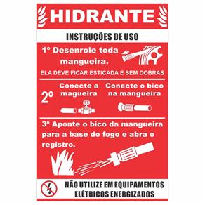 Rótulo Instruções de Uso para Hidrantes 10 Unid