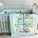 Roupa de cama de bebê Confortável Berçário da família Kit de saia de berço de folha de pára-choque