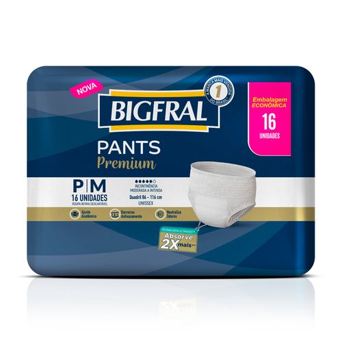 Roupa Íntima Bigfral Pants Premium P/M 16 Unidades