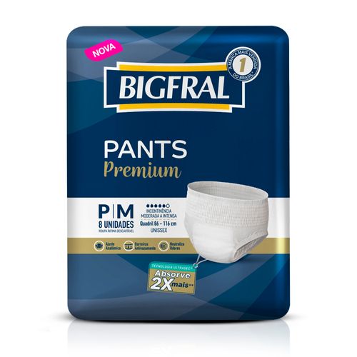 Roupa Íntima Bigfral Pants Premium P/M 8 Unidades