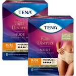 Roupa íntima feminina tena pants discreet nude ideal para incontinência urinária moderada 16un p/m