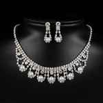 2pcs / set Mulheres Crystal diamantes noivas brilhante Colar Brinco Set
