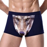 Roupas íntimas masculinas sexy Único Cabeça do lobo impressão respirável Briefs ultrafinos Calças curtas