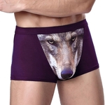 Summer Roupas íntimas masculinas sexy Único Cabeça do lobo impressão respirável Briefs ultrafinos Calças curtas