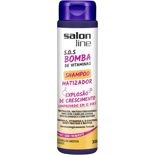S.o.s Bomba de Vitaminas Salon Line Shampoo Matizador Cabelos Mistos a Oleosos 300ml