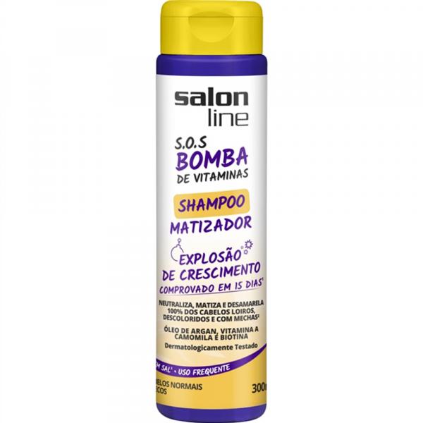 S.O.S Bomba de Vitaminas Salon Line Shampoo Matizador Cabelos Normais a Secos 300ml - Salon Line Professional