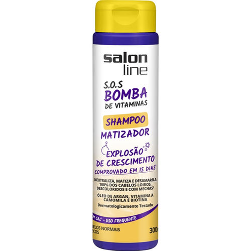 S.o.s Bomba de Vitaminas Salon Line Shampoo Matizador Cabelos Normais a Secos 300ml