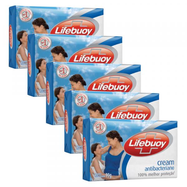 Sabonete Antibacteriano Lifebuoy Cream 90g 5 Unidades