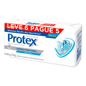 Sabonete Antibacteriano Protex Pro Hidrata Limpeza Profunda 85g com 6 Unidades