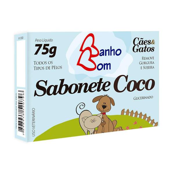 Sabonete Banho Bom Coco para Cães e Gatos 75g