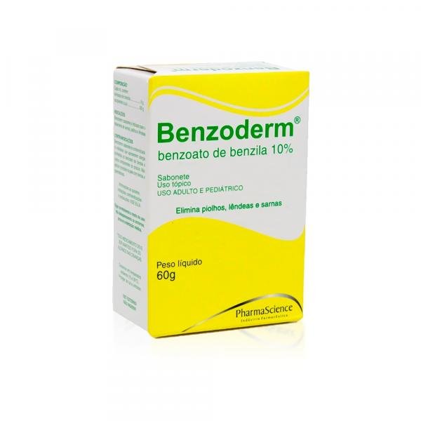 Sabonete Benzoderm Benzoato de Benzila Elimina Piolhos Lêndeas Sarnas Coceiras 60g - Pharmascience - Pharma Science