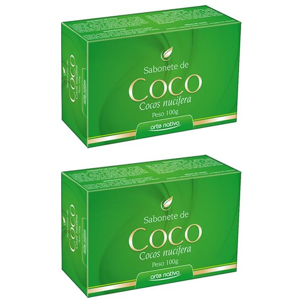 Sabonete de Coco com Suave Perfume Base de Óleo Vegetal Ótimo Hidratante para Pele Ressecada 2x100g - Arte Nativa