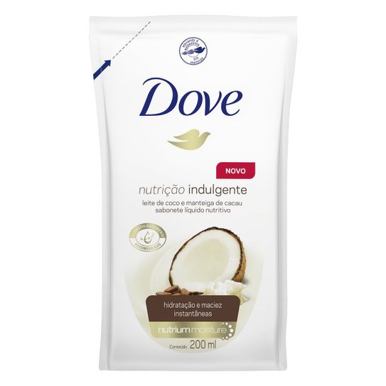 Sabonete Dove Liquido Nutrição Indulgente Leite de Coco e Manteiga de Cacau Refil 200ml