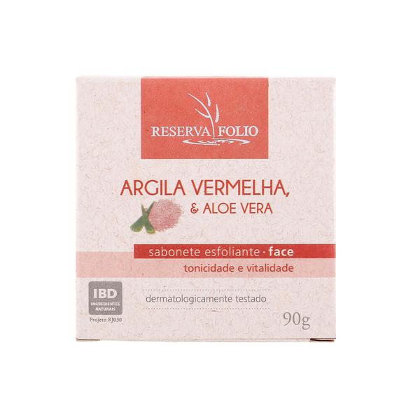 Sabonete Esfoliante Facial Natural de Argila Vermelha e Aloe Vera 90g Reserva Folio