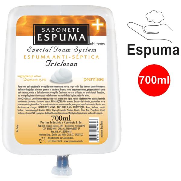 Sabonete Espuma Bactericida Triclosan Refil 700ml Premisse