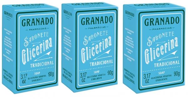 Kit Sabonete Granado Glicerina Vegetal 90g 3 Caixas Limpeza