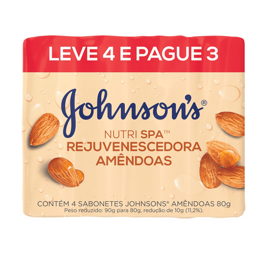 Sabonete Johnson&Johnson Nutri Spa Rejuvenescedora Amendoas 80g Leve 4 Pague 3