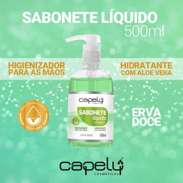 Sabonete Liquido Antisseptico 500 Ml - Erva Doce - Capely Cosméticos