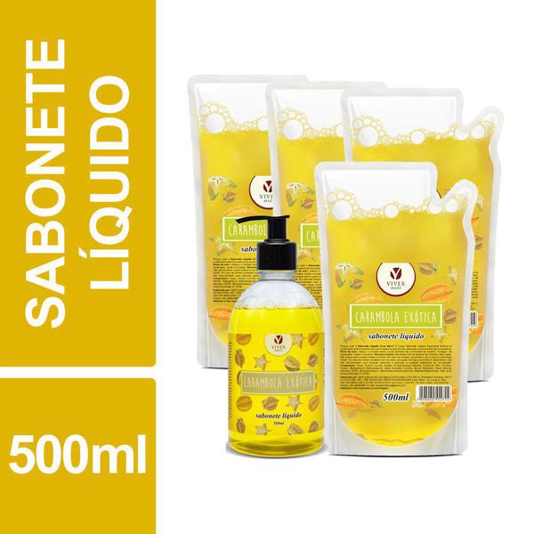 Sabonete Líquido Carambola Viver Mais + 4un Sachê 500ml