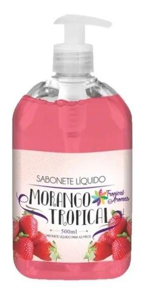 Sabonete Líquido Com Válvula Pump 500 ml Tropical Aromas Perfume de Morango