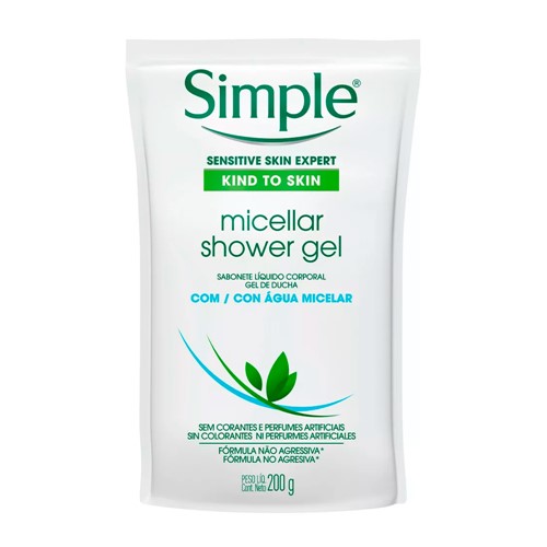 Sabonete Líquido Corporal Simple Micellar Shower Gel Refil 200g