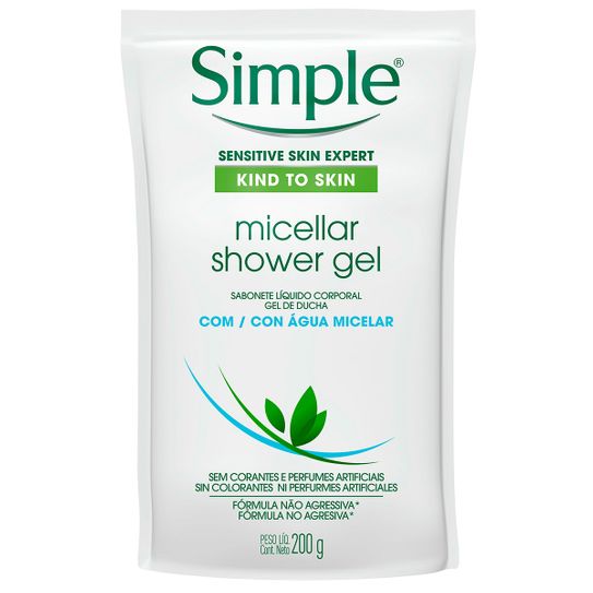 Sabonete Líquido Corporal Simple Micellar Shower Gel Refil 200g