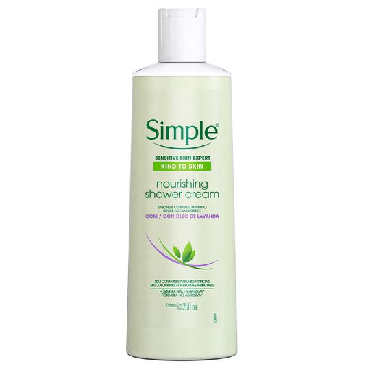 Sabonete Líquido Corporal Simple Nourishing Shower Cream com Óleo de Lavanda 250ml